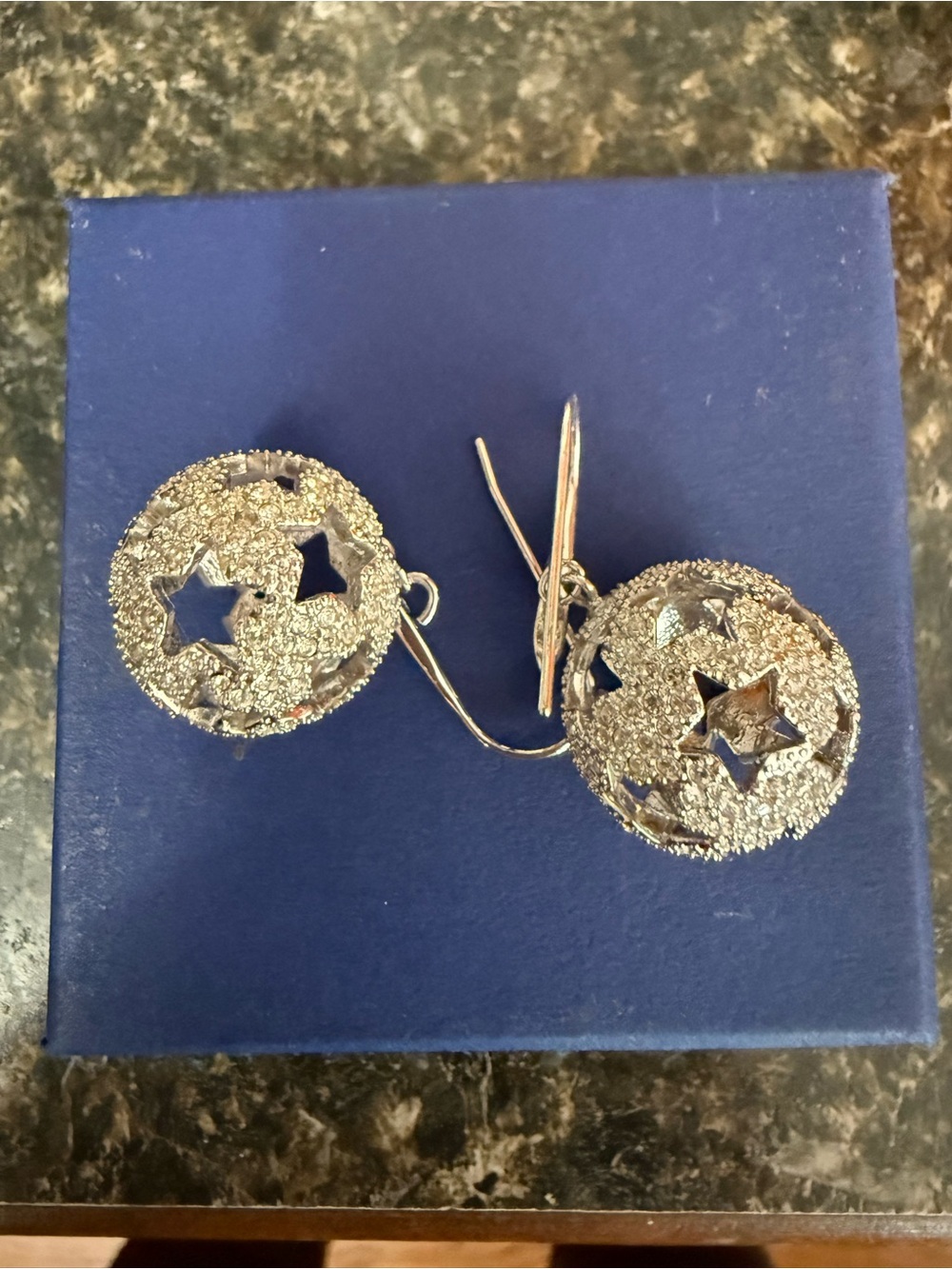 Swarovski Silver Star Cutout Drop Earrings